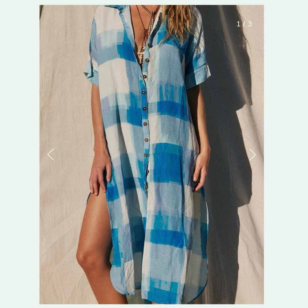 NWOT Free People x Jen's Pirate Booty Ocean Front Buttondown - Picture 2 of 14